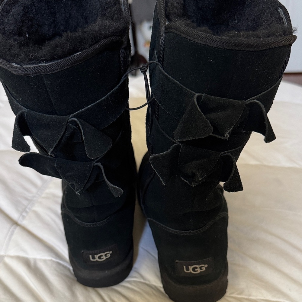 UGG Women's Black Winter Boots with Bows